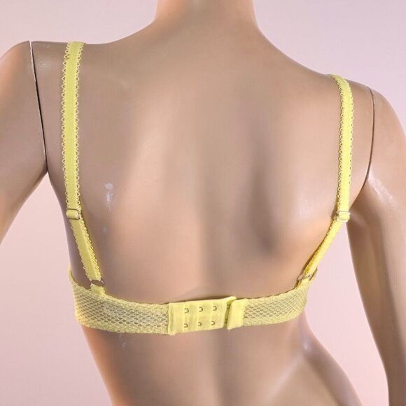 Victoria's Secret Dream Angels Push Up Bra Women's Size 32DD Yellow Floral Lace - Picture 5 of 10
